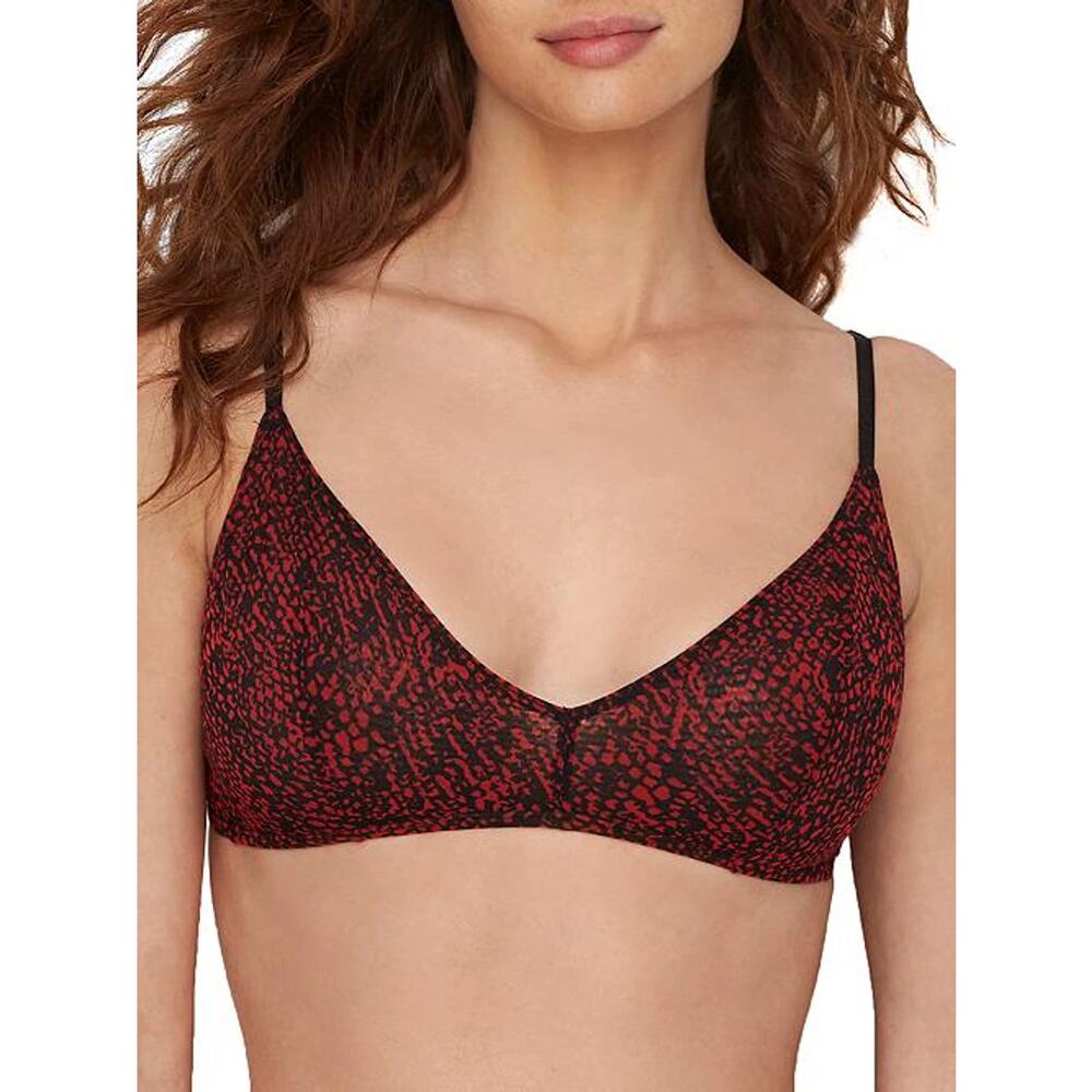 DKNY Mesh Bralette DK4512 Red Snake Print Lounge Lingerie NWT Size Small